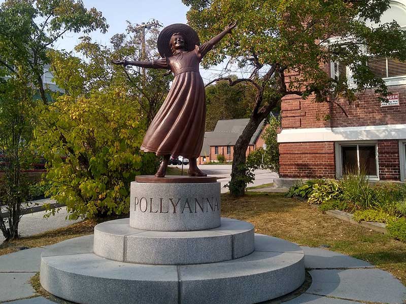 hometown author's character pollyanna, a landmark statue in littleton nh