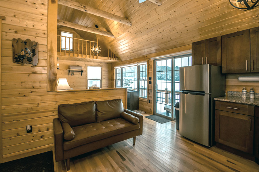 Kitchenette And Loveseat In The Chestnut Studio Rental Cabin At The Pmr