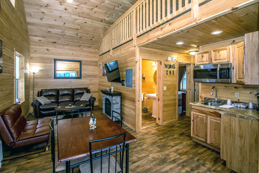 Photo Of Community Space And Kitchenette Area In The Rosewood Villa Rental Cabin Model