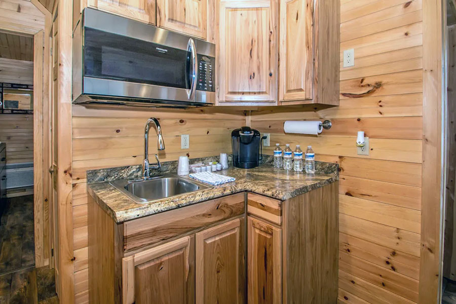 Photo To The Rental Cabin's Kitchenette In The Rosewood Villa Cabin Rental